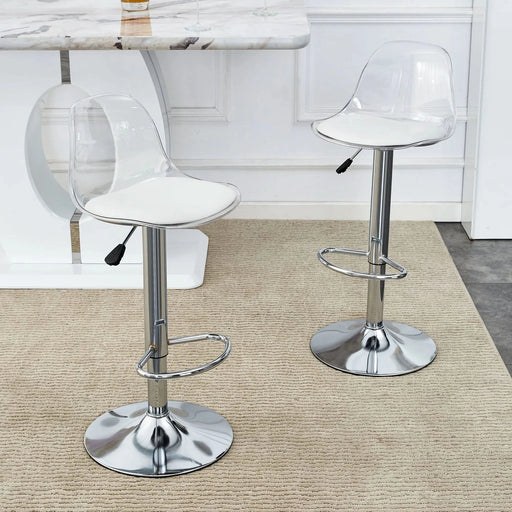 Modern minimalist bar chairs and bar stools. Can rotate 360 ° and adjust lifting. PET backrest and PU seats. Set of 2. Suitable for bars, restaurants, and front desk cashiers. W1151P172644 Default -DTYStore