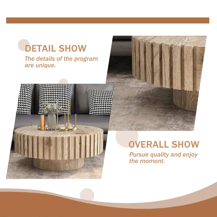 Modern minimalist circular coffee table 31.4'' with natural wood texture, stable and durable, enhancing spatial aesthetics suitable for living rooms, study rooms and offices. Default -DTYStore