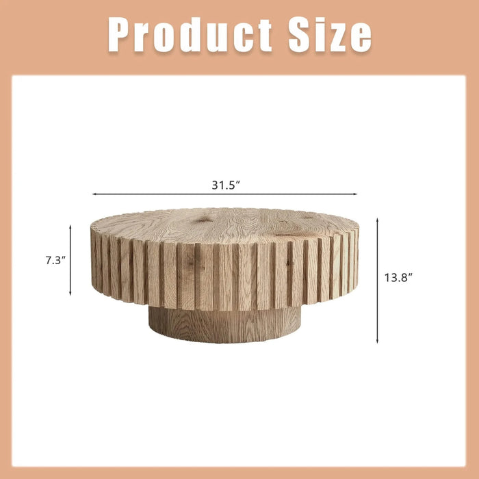 Modern minimalist circular coffee table 31.4'' with natural wood texture, stable and durable, enhancing spatial aesthetics suitable for living rooms, study rooms and offices. Default -DTYStore