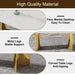 Modern minimalist dining table. The white imitation marble glass desktop is equipped with golden metal legs. Suitable for restaurants and living rooms 71 '* 39.3' * 29.5 'DT-69 Default -DTYStore