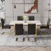 Modern minimalist dining table. The white imitation marble glass desktop is equipped with golden metal legs. Suitable for restaurants and living rooms 71 '* 39.3' * 29.5 'DT-69 Default -DTYStore