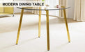 Modern minimalist style circular transparent tempered glass table, tempered glass tabletop, golden metal legs, suitable for kitchen, dining room, and living room, 42 '* 42' * 29.5 '1123r Default -DTYStore