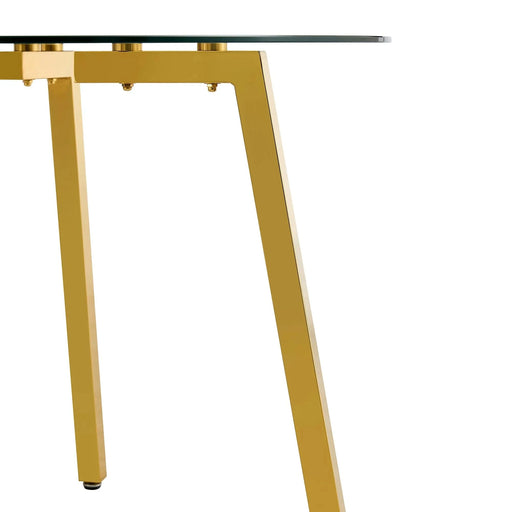Modern minimalist style circular transparent tempered glass table, tempered glass tabletop, golden metal legs, suitable for kitchen, dining room, and living room, 42 '* 42' * 29.5 '1123r Default -DTYStore
