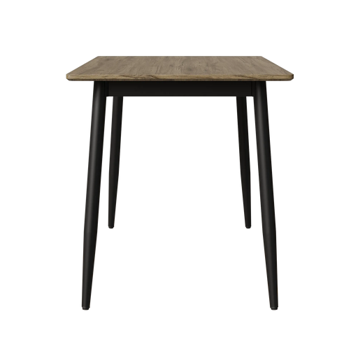 Modern minimalist wood grain tabletop dining table, stylish dining table, kitchen dining table, sturdy and durable, easy to assemble, black metal leg design, suitable for 4-6 people, suitable for home Default -DTYStore