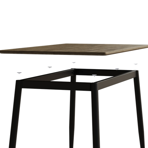 Modern minimalist wood grain tabletop dining table, stylish dining table, kitchen dining table, sturdy and durable, easy to assemble, black metal leg design, suitable for 4-6 people, suitable for home Default -DTYStore