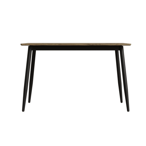 Modern minimalist wood grain tabletop dining table, stylish dining table, kitchen dining table, sturdy and durable, easy to assemble, black metal leg design, suitable for 4-6 people, suitable for home Default -DTYStore