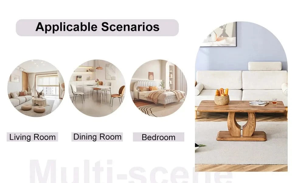 Modern simple luxury rectangular coffee table in wood color. The computer desk. The game table. Suitable for dining room, living room, terrace, kitchen. 47 'x 25.6' 18' Default -DTYStore