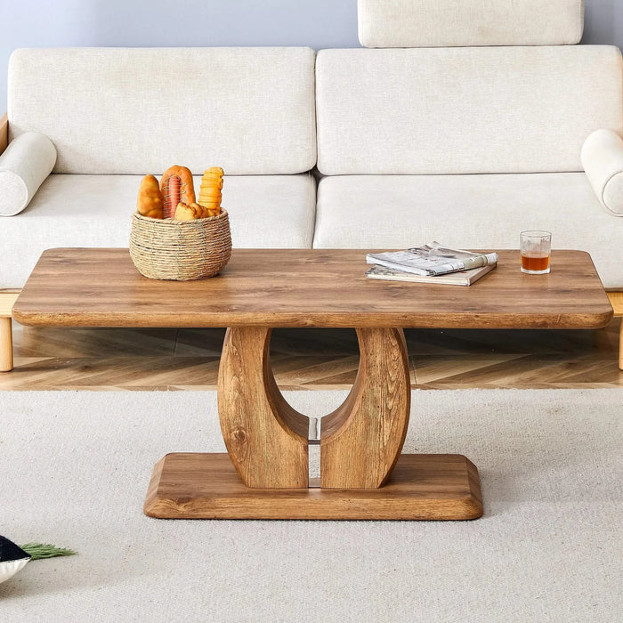 Modern simple luxury rectangular coffee table in wood color. The computer desk. The game table. Suitable for dining room, living room, terrace, kitchen. 47 'x 25.6' 18' Default -DTYStore