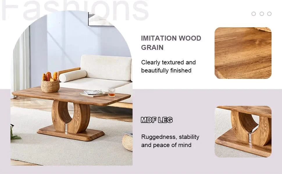 Modern simple luxury rectangular coffee table in wood color. The computer desk. The game table. Suitable for dining room, living room, terrace, kitchen. 47 'x 25.6' 18' Default -DTYStore