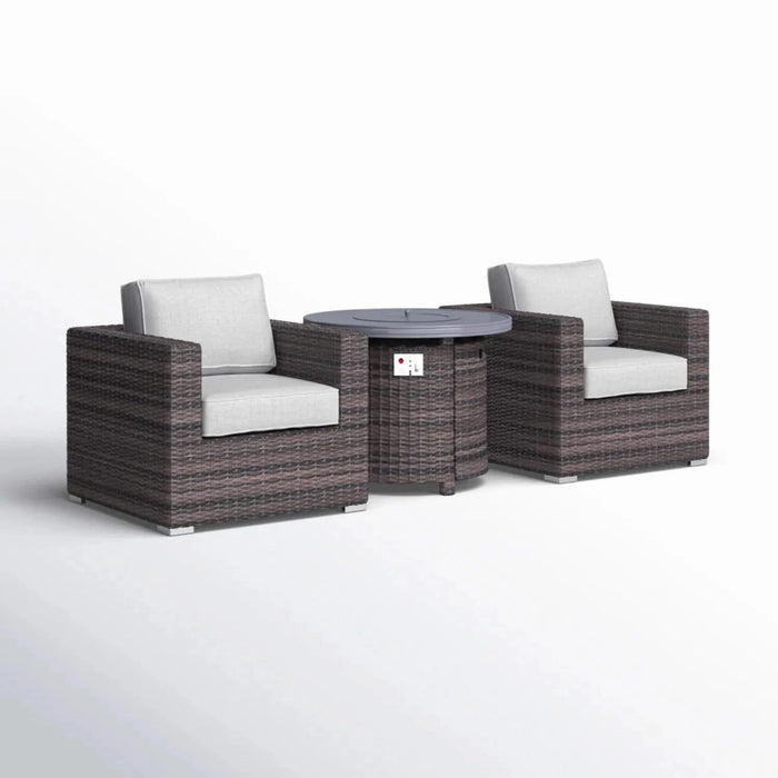 Modular 3-Piece Rattan Patio Sofa Set with Comfortable Cushions in Brown Mix and Gray Wicker Default -DTYStore