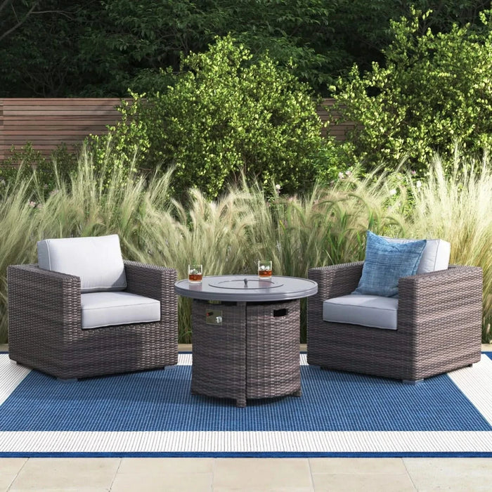 Modular 3-Piece Rattan Patio Sofa Set with Comfortable Cushions in Brown Mix and Gray Wicker Default -DTYStore