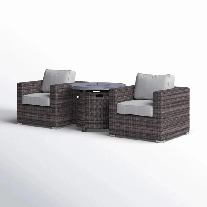 Modular 3-Piece Rattan Patio Sofa Set with Comfortable Cushions in Brown Mix and Gray Wicker Default -DTYStore