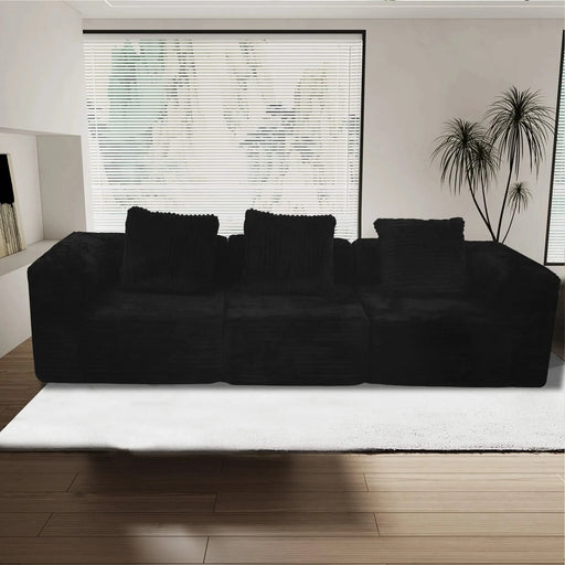 Modular Sectional Sofa Black Couches 4 Seat Modular Foam Sectional Couches for Living Room with 2 Ottoman, Cloud Couch with Oversized Chaise Default -DTYStore