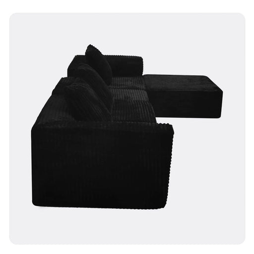 Modular Sectional Sofa Black Couches 4 Seat Modular Foam Sectional Couches for Living Room with 2 Ottoman, Cloud Couch with Oversized Chaise Default -DTYStore