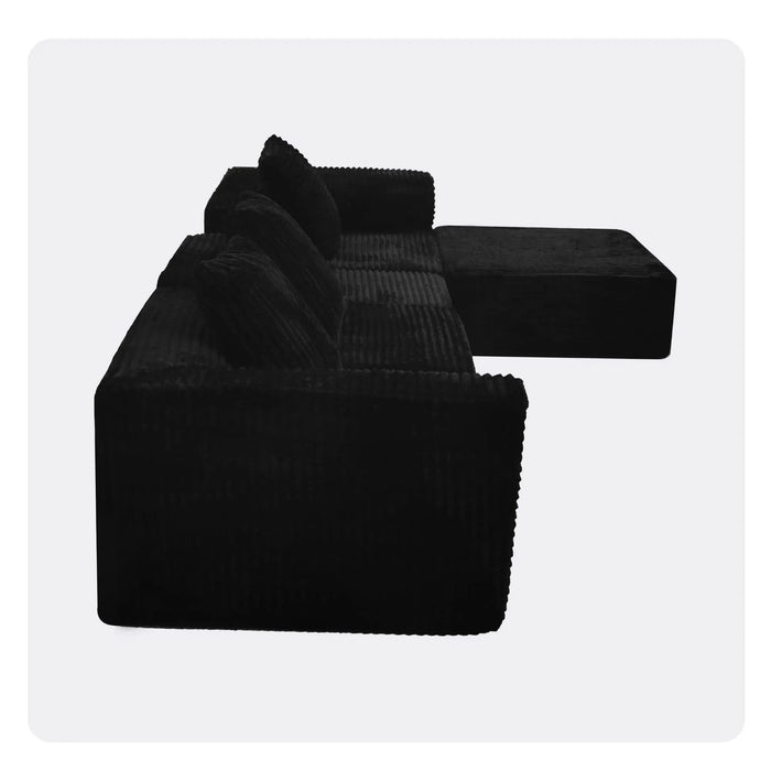 Modular Sectional Sofa Black Couches 4 Seat Modular Foam Sectional Couches for Living Room with 2 Ottoman, Cloud Couch with Oversized Chaise Default -DTYStore