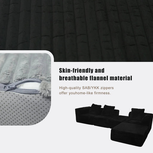 Modular Sectional Sofa Black Couches 4 Seat Modular Foam Sectional Couches for Living Room with 2 Ottoman, Cloud Couch with Oversized Chaise Default -DTYStore