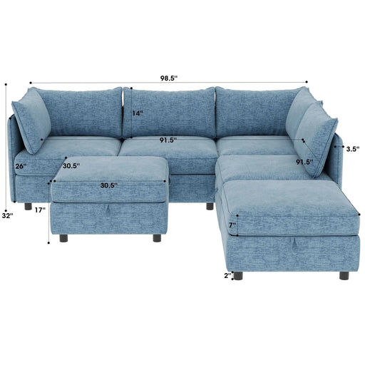 Modular Sectional Sofa, Convertible Sofa Seat With Storage, Sleeper Sectional Sofa Set, Fabric Flexible Modular Combinations for Living Room Default -DTYStore