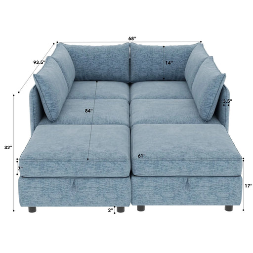 Modular Sectional Sofa, Convertible Sofa Seat With Storage, Sleeper Sectional Sofa Set, Fabric Flexible Modular Combinations for Living Room Default -DTYStore