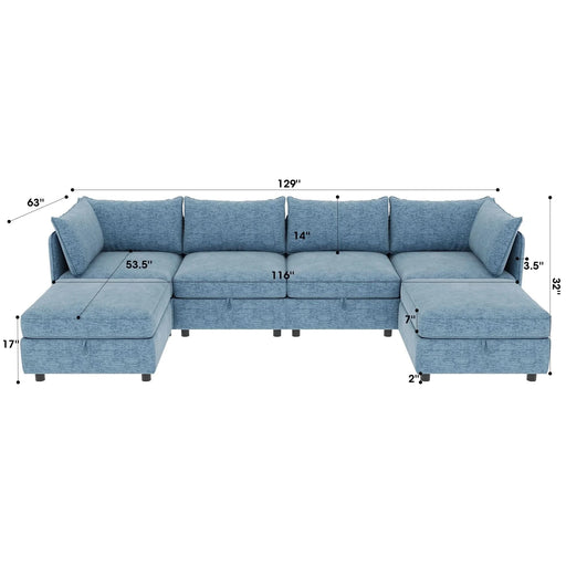 Modular Sectional Sofa, Convertible Sofa Seat With Storage, Sleeper Sectional Sofa Set, Fabric Flexible Modular Combinations for Living Room Default -DTYStore