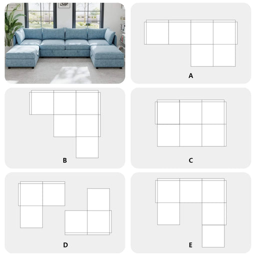 Modular Sectional Sofa, Convertible Sofa Seat With Storage, Sleeper Sectional Sofa Set, Fabric Flexible Modular Combinations for Living Room Default -DTYStore