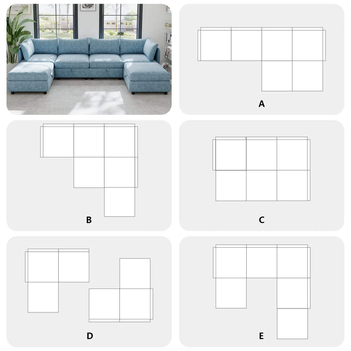 Modular Sectional Sofa, Convertible Sofa Seat With Storage, Sleeper Sectional Sofa Set, Fabric Flexible Modular Combinations for Living Room Default -DTYStore