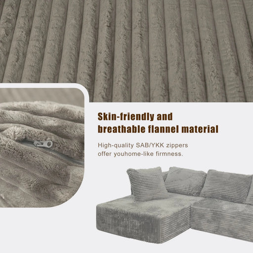 Modular Sectional Sofa with Chaise, Modern L Shaped Cloud Couch with Deep Seat, Sectional Couches for Living Room, Bedroom, Office, Light Grey Default -DTYStore