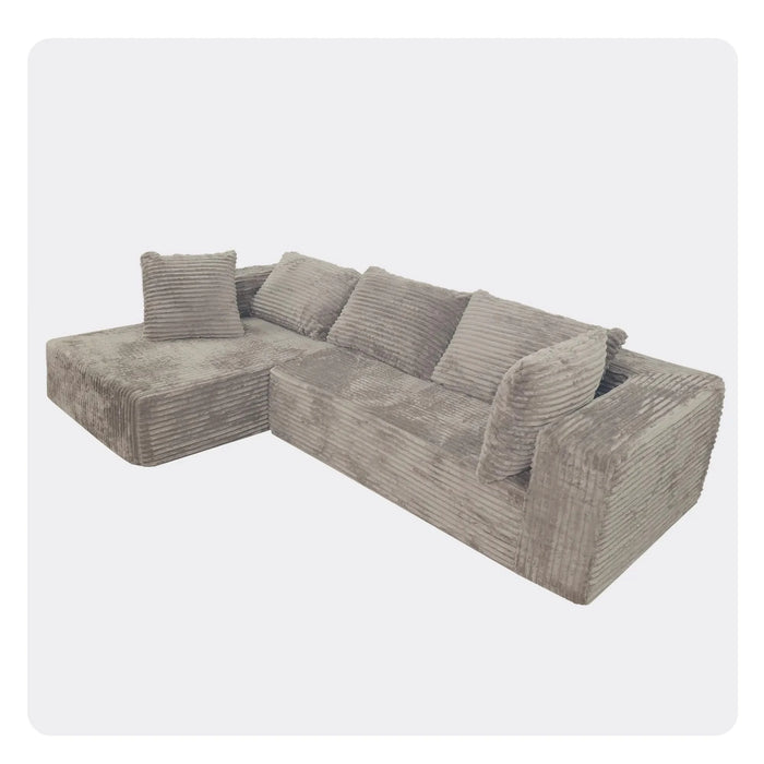 Modular Sectional Sofa with Chaise, Modern L Shaped Cloud Couch with Deep Seat, Sectional Couches for Living Room, Bedroom, Office, Light Grey Default -DTYStore