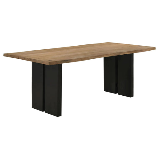 Montesano Natural Acacia and Black Rectangular Dining Table Default -DTYStore