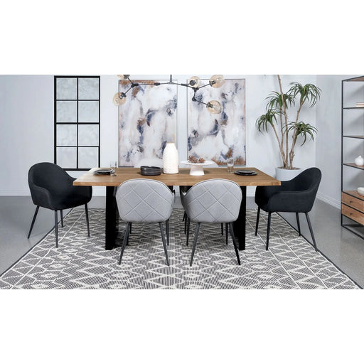 Montesano Natural Acacia and Black Rectangular Dining Table Default -DTYStore
