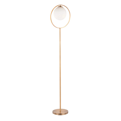 Moon Contemporary Floor Lamp in Gold Metal and Frosted Glass by LumiSource Default -DTYStore