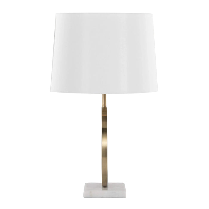 Moon Contemporary Table Lamp in White Marble, Gold Metal and White Shade by LumiSource Default -DTYStore