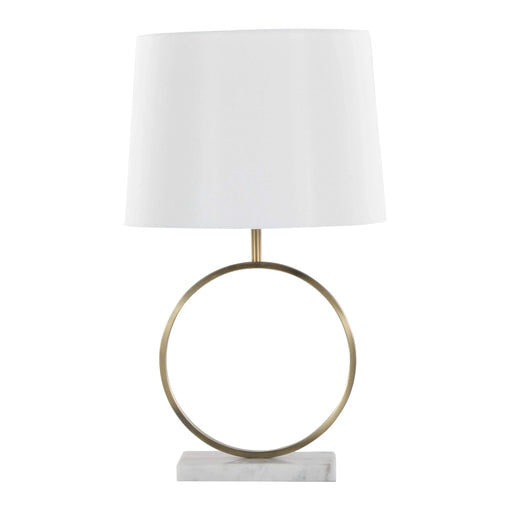 Moon Contemporary Table Lamp in White Marble, Gold Metal and White Shade by LumiSource Default -DTYStore