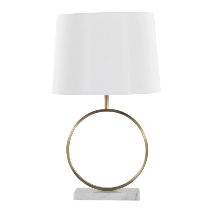 Moon Contemporary Table Lamp in White Marble, Gold Metal and White Shade by LumiSource Default -DTYStore