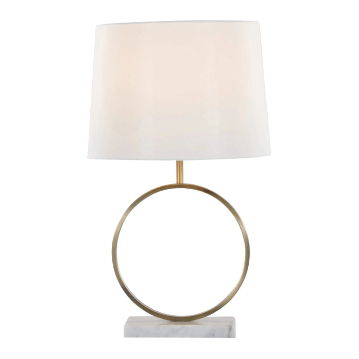 Moon Contemporary Table Lamp in White Marble, Gold Metal and White Shade by LumiSource Default -DTYStore