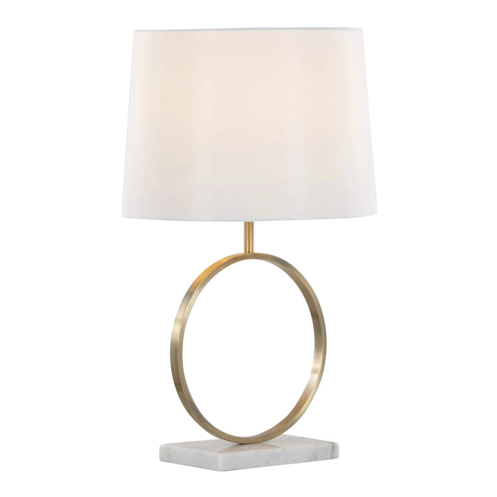 Moon Contemporary Table Lamp in White Marble, Gold Metal and White Shade by LumiSource Default -DTYStore