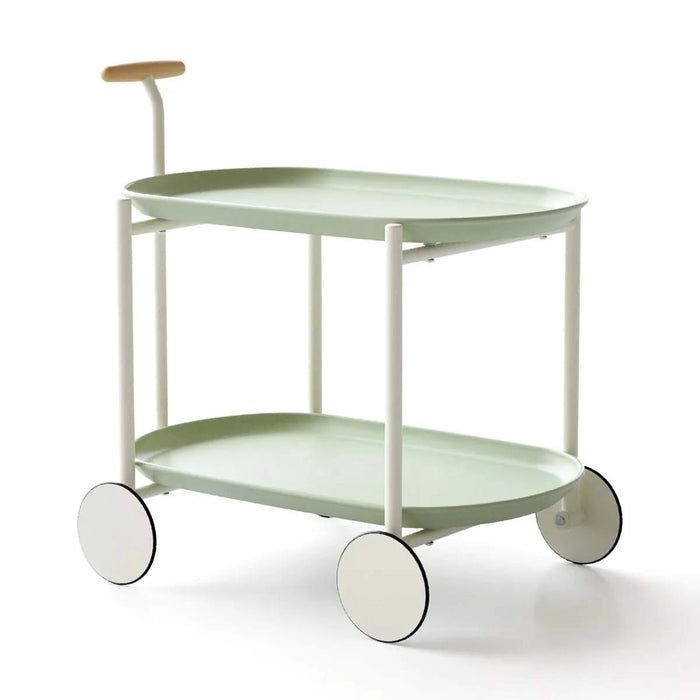 Moon storage cart (green) Nordic Internet celebrity mobile trolley kitchen simple double storage shelf living room sofa storage shelf Default -DTYStore