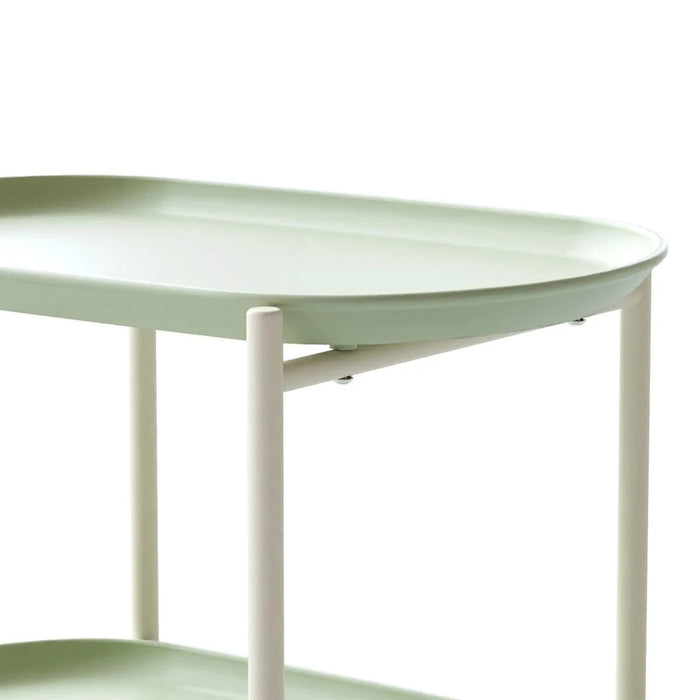 Moon storage cart (green) Nordic Internet celebrity mobile trolley kitchen simple double storage shelf living room sofa storage shelf Default -DTYStore