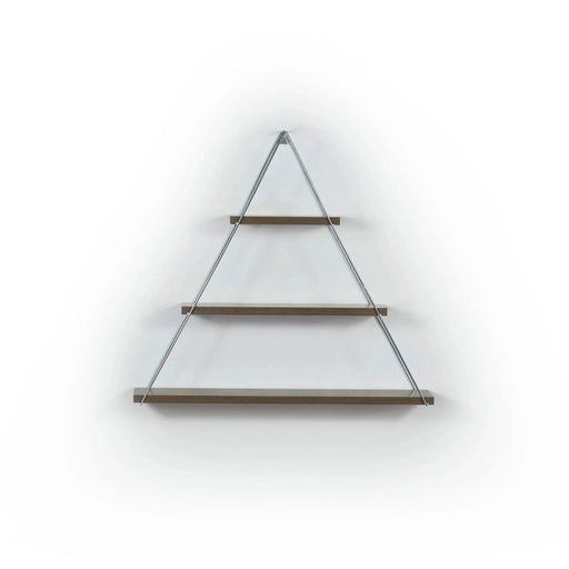 Moset Floating Wall Decor Wall Mounted Rustic Decorative Hanging Metal Bracket Triangle Shelf for Books, Walnut/Chrome Default -DTYStore