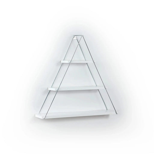 Moset Floating Wall Decor Wall Mounted Rustic Decorative Hanging Metal Bracket Triangle Shelf for Books, White/Chrome Default -DTYStore