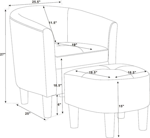 Moss 25.5' Wide Polyester Barrel Chair and Ottoman Default -DTYStore