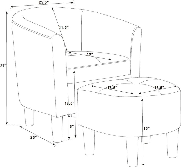Moss 25.5' Wide Polyester Barrel Chair and Ottoman Default -DTYStore