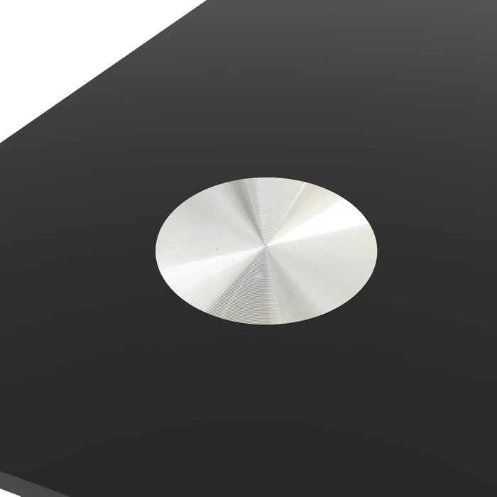 Multi-Function Dining Table for Dining and Living Room, Safety and Easy to Clean, Black Tempered Glass and Iron Default -DTYStore