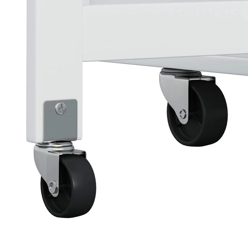 Multi-Functional Kitchen Island Cart with 2 Door Cabinet and Two Drawers,Spice Rack, Towel Holder, Wine Rack, and Foldable Rubberwood Table Top (White) Default -DTYStore