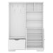 Multi-functional Hall Tree with Storage Shelves Drawers and Cabinet, Elegant Hallway Shoe Cabinet with Bench, Modern Coat Rack with Hooks for Hallway Entryways, White Default -DTYStore