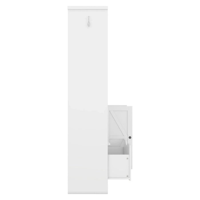 Multi-functional Hall Tree with Storage Shelves Drawers and Cabinet, Elegant Hallway Shoe Cabinet with Bench, Modern Coat Rack with Hooks for Hallway Entryways, White Default -DTYStore