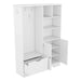 Multi-functional Hall Tree with Storage Shelves Drawers and Cabinet, Elegant Hallway Shoe Cabinet with Bench, Modern Coat Rack with Hooks for Hallway Entryways, White Default -DTYStore