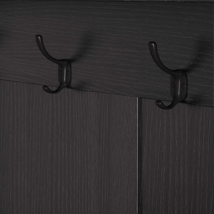 Multi-purpose Hallway Hall Tree with Removable Linen Cushioned Entryway Bench, Coat Rack, Storage Shelves, and DIY Pegboard,for Hallways, Living Room, Black Default -DTYStore