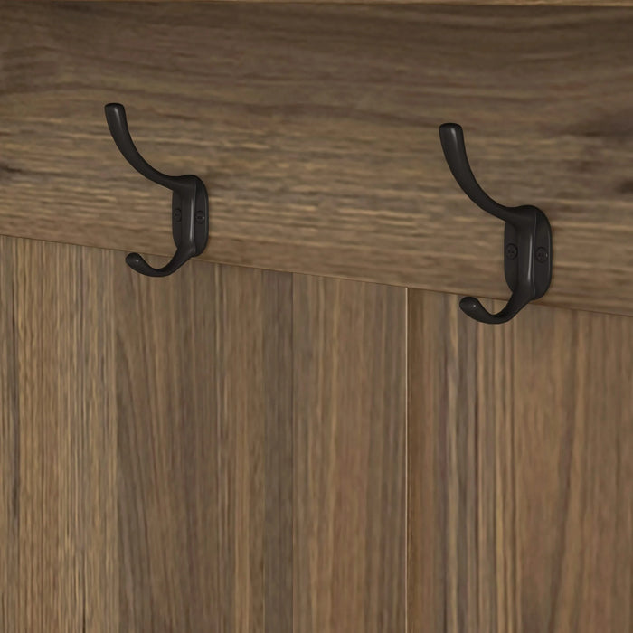 Multi-purpose Hallway Hall Tree with Removable Linen Cushioned Entryway Bench, Coat Rack, Storage Shelves, and DIY Pegboard,for Hallways, Living Room, Brown Default -DTYStore