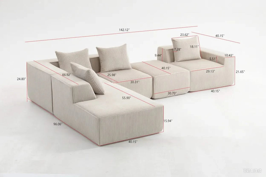 Multi person modular compression sofa that can be freely combined-33005-5 Default -DTYStore