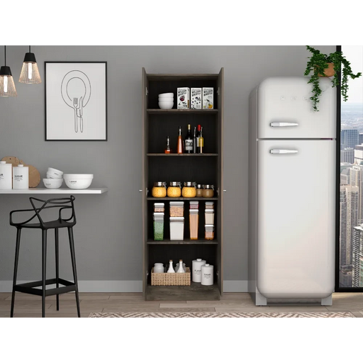 Multistorage Cabinet 71' H, Two Doors, Five Internal Shelves, Dark Brown / Black Default -DTYStore